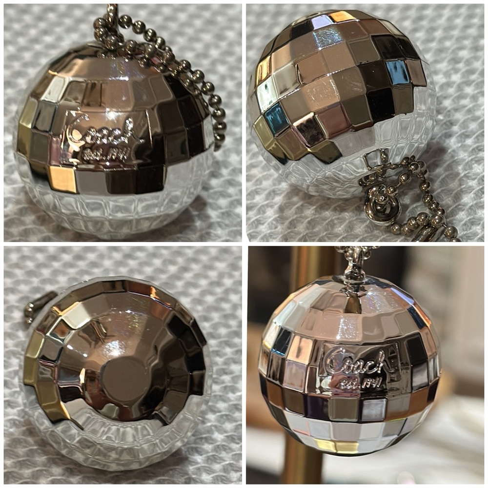 RARE Authentic Coach Disco Ball Bag Charm w/Metallic Patent Leather Hangtag - Picture 11 of 16